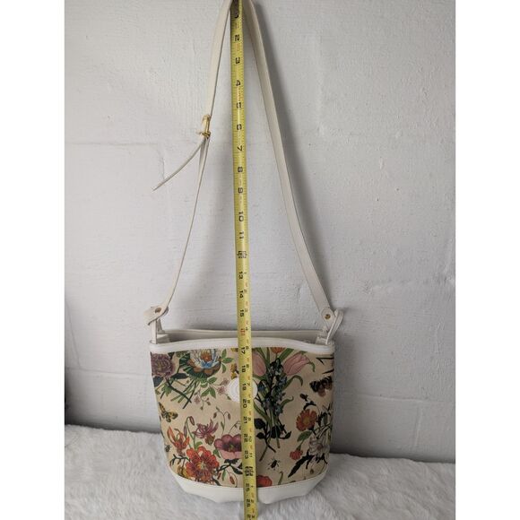 Vintage GUCCI Flora Shoulder Bag Floral‎ CanvasWhite  Leather 70's - 80's - Picture 9 of 14